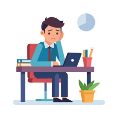 Stressed, tired and overworked male entrepreneur with debt issues at home. Young frustrated caucasian man unhappy about an email on his laptop and feeling sad, depressed and anxious in his house