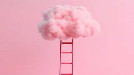 Pink Floating Cloud Ladder:A Surreal Dream of Ambition and