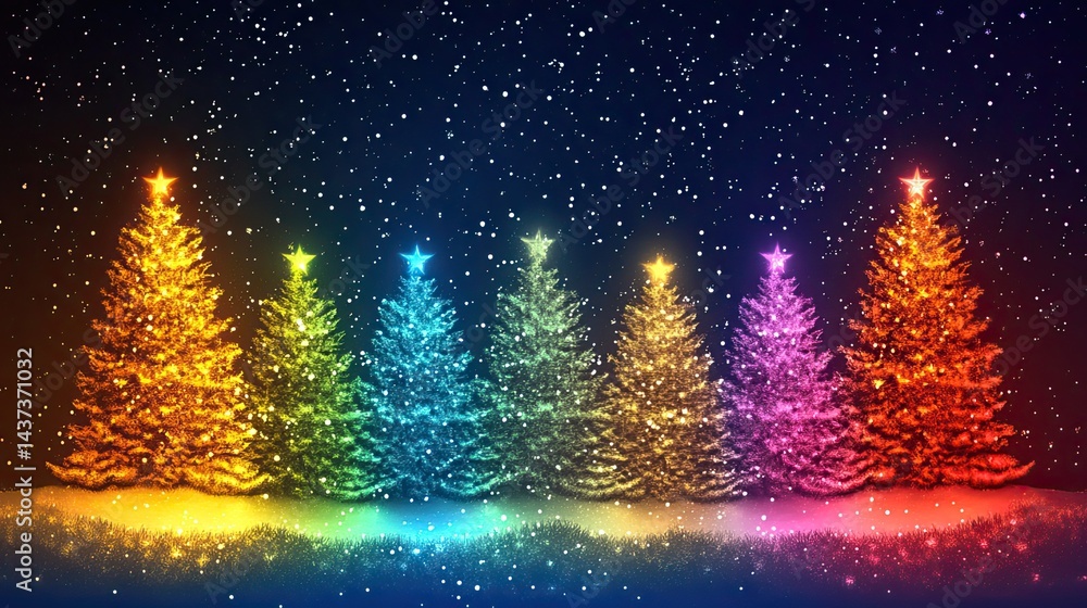Poster christmas line horizontal border backgrounds with tree.