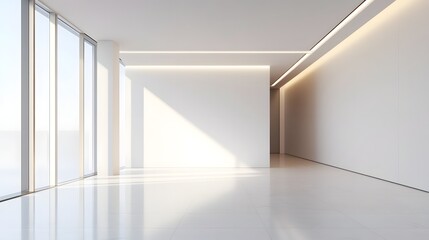 Fototapeta premium Bright and Minimalist Office Interior with Modern Workplace Design