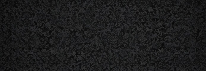 Fototapeta premium Intricate black damask wallpaper, seamless gothic floral vines , vintage background, luxury, design element