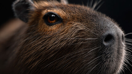 Capybara Close-Up – Wild Mammal with Soft Fur and Detailed Facial Features