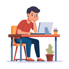 Stressed, tired and overworked male entrepreneur with debt issues at home. Young frustrated caucasian man unhappy about an email on his laptop and feeling sad, depressed and anxious in his house