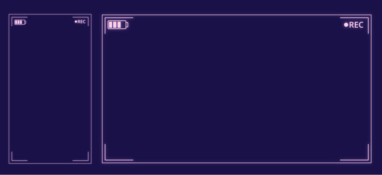 camera recorder frame viewfinder overlay - glow in the dark with vertical and horizontal template