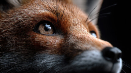 Wild Red Fox Portrait – Stunning Detail of Eyes and Fur in Low-Key Lighting