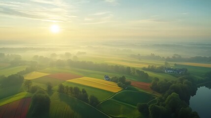 Sunrise over rural fields