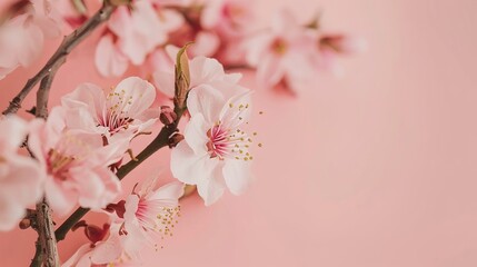Obraz premium Mother's Day Peach Blossom Background: Blending Pink Spring Charms, Laying Out a Gorgeous Scroll of the Interweaving of Tender Affection and Romantic Poetry on Mother's Day