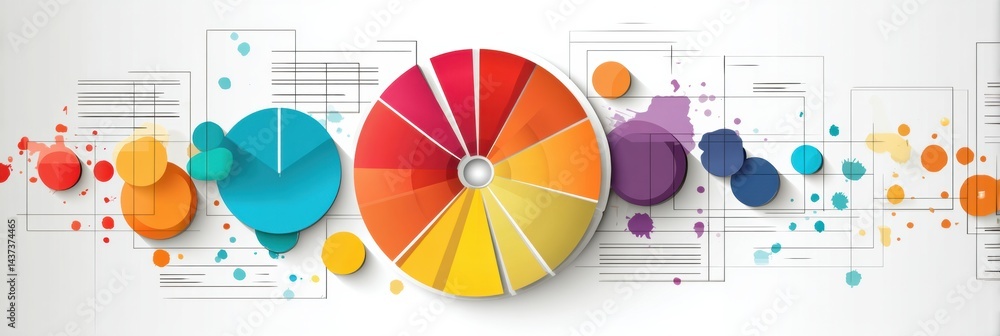 Leinwandbilder Colorful Pie Chart Illustrating Data Analysis With Vibrant Circular Elements on a Clean White Background for Effective Presentation