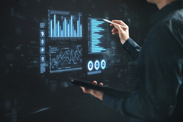 investment growth graph chart and analysing growth achievement diagram data trading and exchange,...
