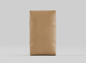 Sack packaging brown color 3D Render illustration Isolated on gray background