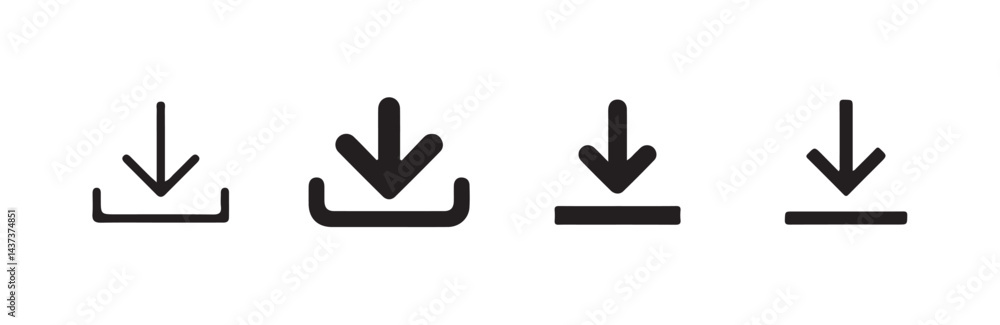 Poster download and upload icon buttons set. save file icon, import data storage icon button. vector illust