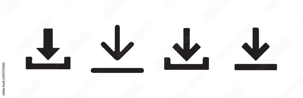 Poster download and upload icon buttons set. save file icon, import data storage icon button. vector illust