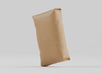 Sack packaging brown color 3D Render illustration Isolated on gray background