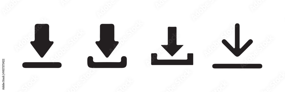Poster download and upload icon buttons set. save file icon, import data storage icon button. vector illust