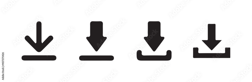 Poster download and upload icon buttons set. save file icon, import data storage icon button. vector illust