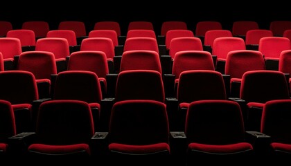 Obraz premium Empty red theater seats in darkness