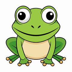 Vector of cartoon frog illustration on white
