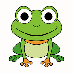 Vector of cartoon frog illustration on white
