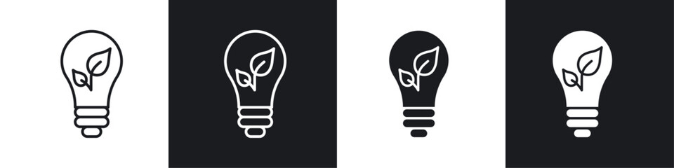 Lightbulb with leaf icon sign and symbol vector design