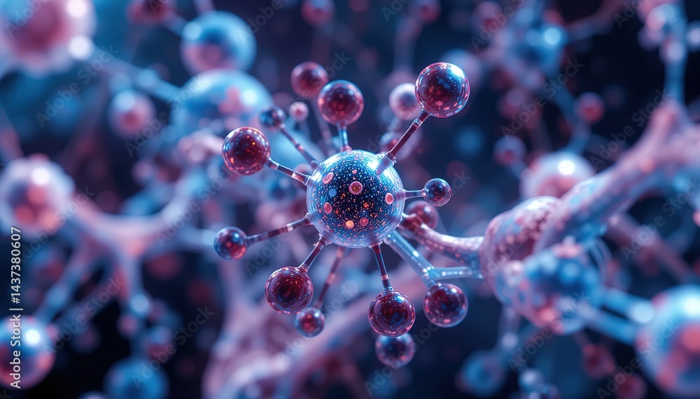 Aufkleber advanced molecular structure visualization: high-detail 3d scientific rendering of complex molecules