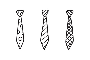 Necktie Hand drawn doodle tie element, art, icon, symbol. Isolated black and white necktie clipart element