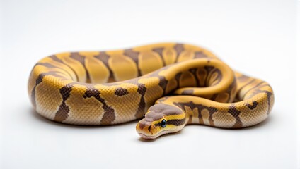Obraz premium Ball python curled on white surface