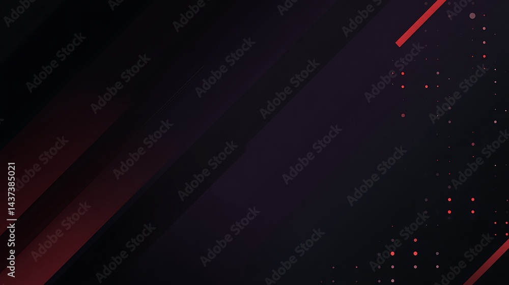Poster abstract dark background with diagonal red lines and dotted elements design