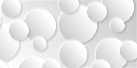 Abstract white background with 3D circles pattern, interesting white grey vector background.Futuristic abstract background. Glowing circle lines design.Suit for poster, banner, cover, presentation,etc