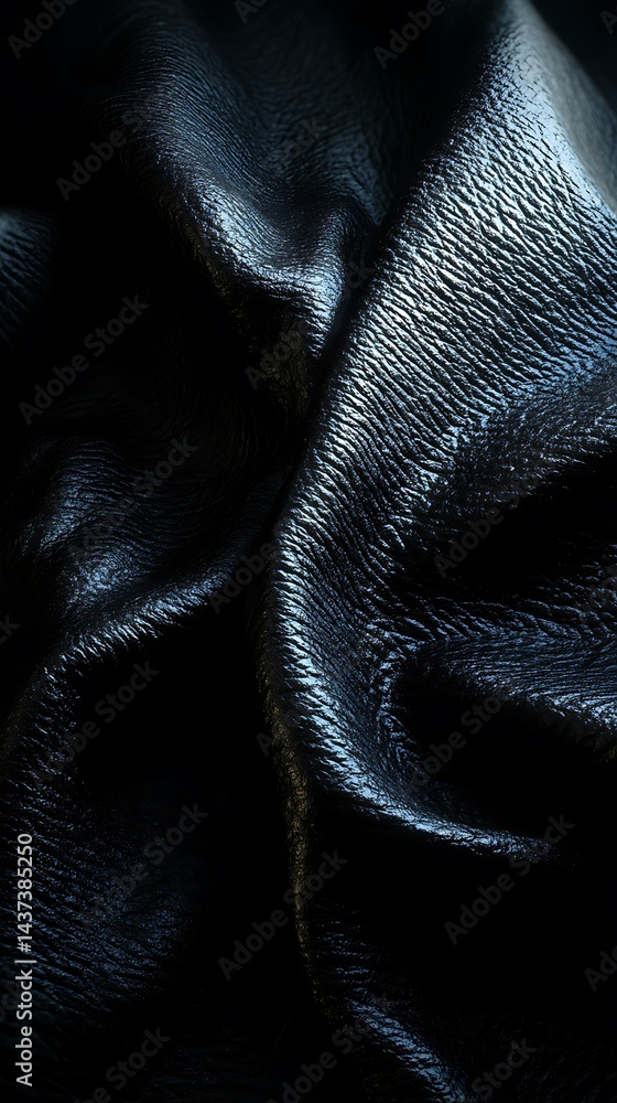 Poster abstract dark fabric surface with shiny texture showing elegant movement and detail