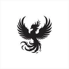 Obraz premium silhouette of a bird with open wings flying on a white background