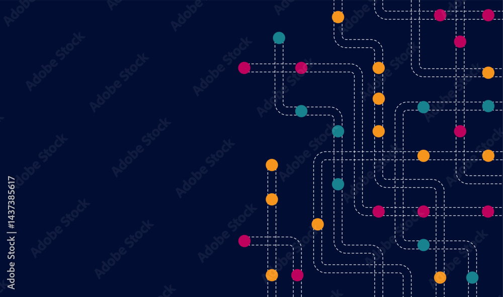 Poster circuit connect lines and dots. network technology and connection concept. decentralized network nod