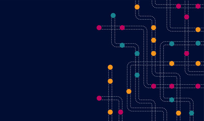 Circuit connect lines and dots. Network technology and Connection concept. Decentralized network nodes connections