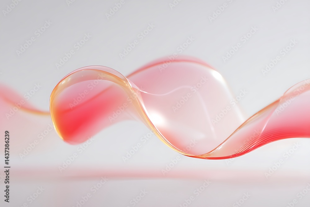 Poster abstract flowing red wave with soft lighting and gradient on white background
