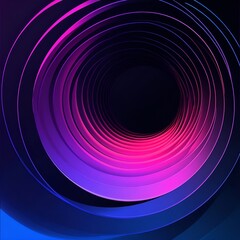 Obraz premium Modern abstract blue, pink and purple gradient circle line on dark black geomatric shape background design