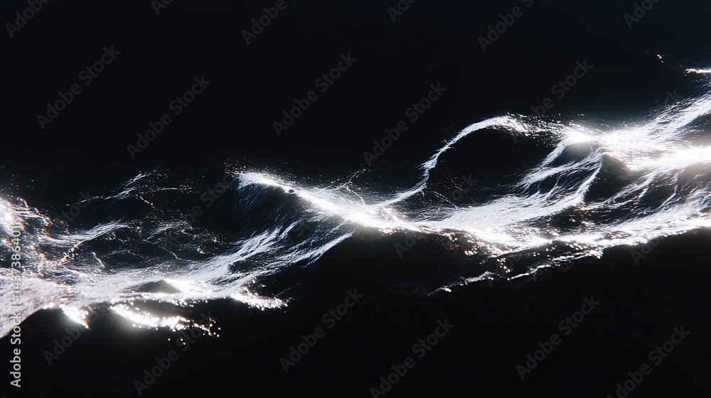 Poster abstract glowing particles wave on black background representing dynamic energy flow