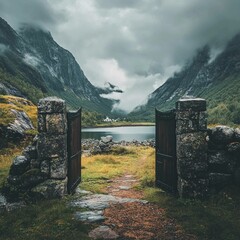 mountain hut in the fog