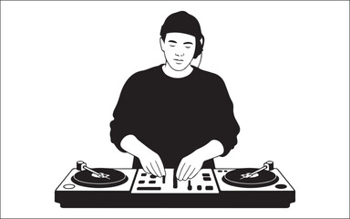 dj in headphones music 