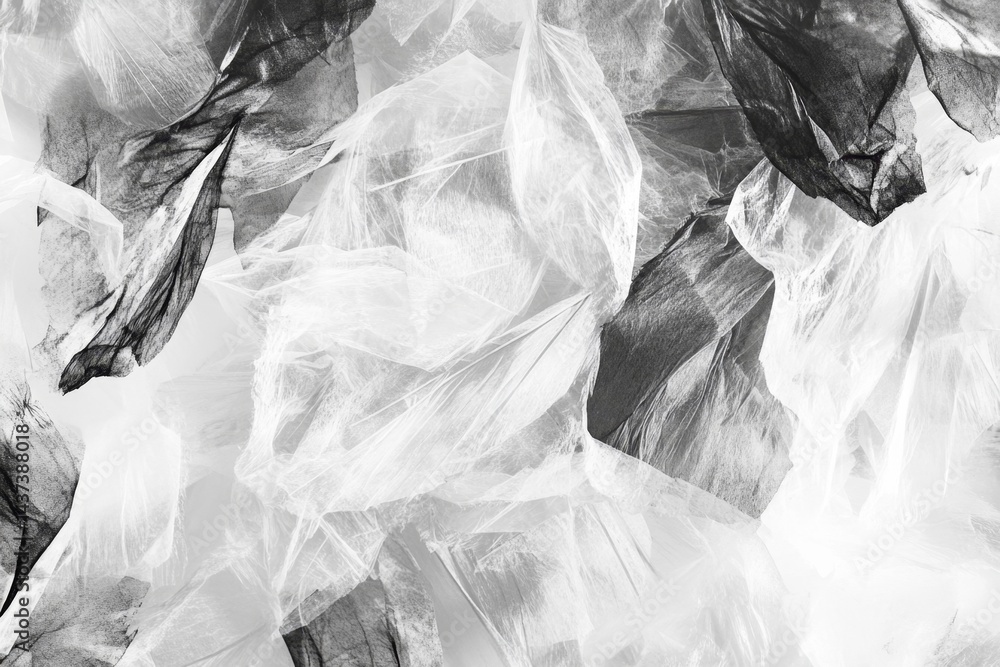Poster abstract grayscale texture of flowing fabrics. intricate interplay of light and dark shades, creatin