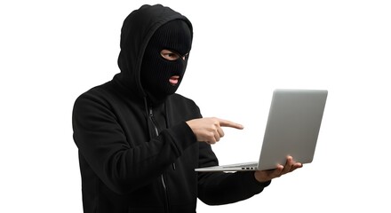 Cyber security threat hacker using laptop for attack and data breach online protection concept danger
