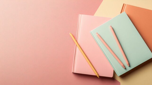 Flat Lay of Stationery in Warm Pink and Beige