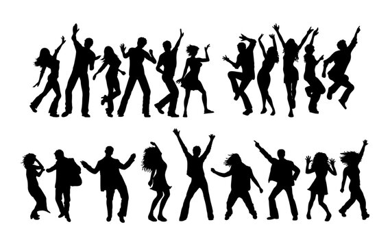 dancing people silhouettes vector collection