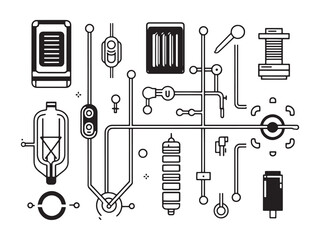 Energy Converter line art icon vector illustration style