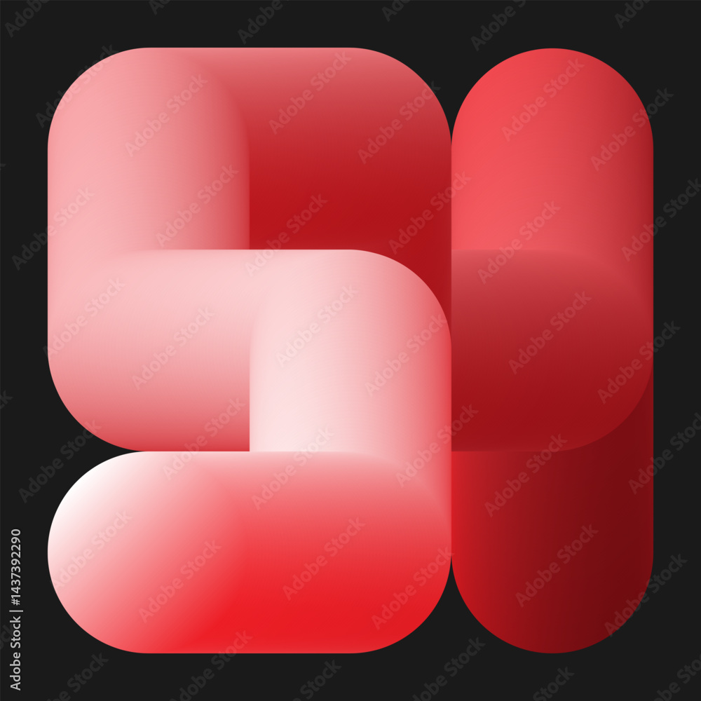Poster an abstract, twisted, elongated cylindrical shape forms a square-like structure on a black backgroun