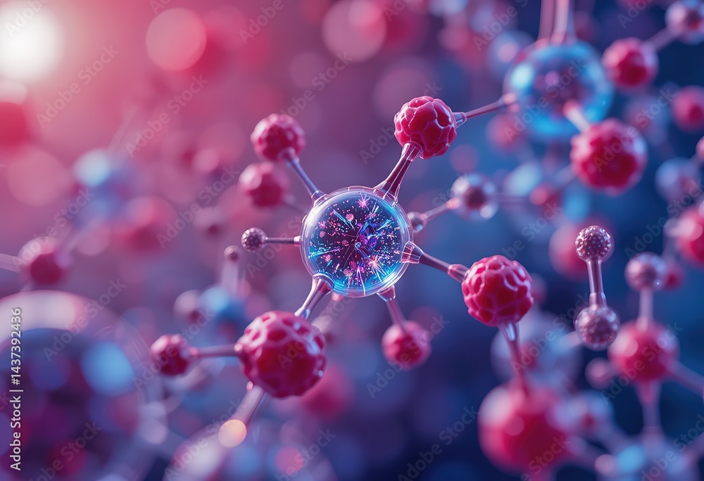 Aufkleber advanced molecular structure visualization: high-detail 3d scientific rendering of complex molecules