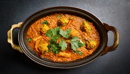 Delicious Indian chicken curry with thick, spicy gravy. A traditional, aromatic, and flavorful dish perfect for food and cultural themes.