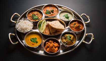 Traditional Indian non-veg thali from Maharashtra with spicy dishes and aromatic flavors. A hearty, cultural, and vibrant meal experience.