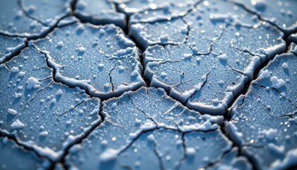 Obraz premium Hyper realistic close up view of cracked ice surface, frosty cold natural texture, winter abstraction.
