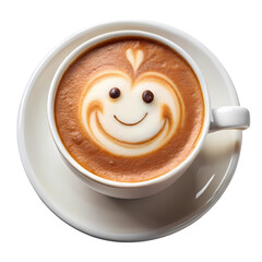 Delightful Latte Art A Happy Coffee Cup Image isolated on transparent background
