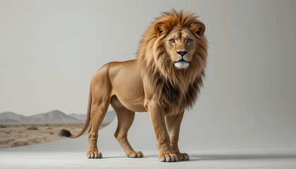 Obraz premium Majestic Lion Studio Portrait of a Regal King