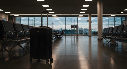 Airport travel suitcase vacation luggage baggage terminal waiting area trip departure arrival gate